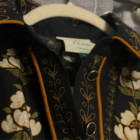 FARM Rio Black Embroidered Flowers Long Sleeve Organic Cotton Mini Dress - Picture 8 of 8